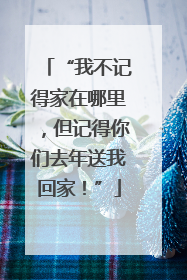 “我不记得家在哪里，但记得你们去年送我回家！”