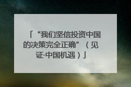 “我们坚信投资中国的决策完全正确”（见证·中国机遇）