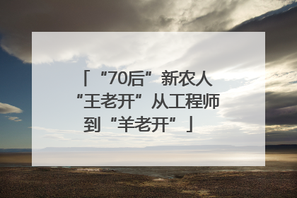 “70后”新农人“王老开”从工程师到“羊老开”