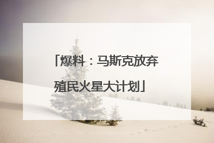 爆料：马斯克放弃殖民火星大计划