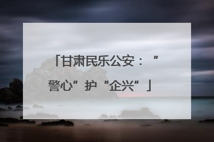 甘肃民乐公安：“警心”护“企兴”