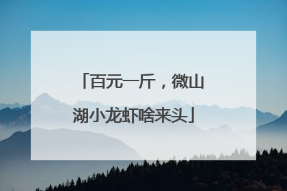 百元一斤，微山湖小龙虾啥来头