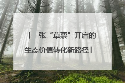 一张“草票”开启的生态价值转化新路径