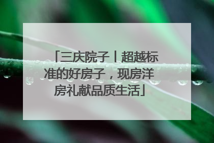 三庆院子丨超越标准的好房子，现房洋房礼献品质生活