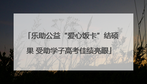 乐助公益“爱心饭卡”结硕果 受助学子高考佳绩亮眼
