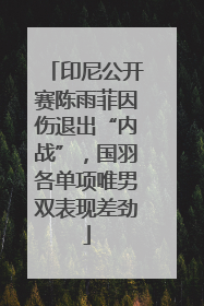 印尼公开赛陈雨菲因伤退出“内战”，国羽各单项唯男双表现差劲
