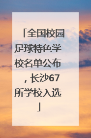 全国校园足球特色学校名单公布，长沙67所学校入选