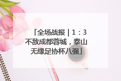 全场战报｜1：3不敌成都蓉城，泰山无缘足协杯八强
