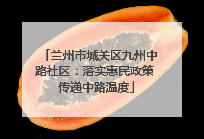 兰州市城关区九州中路社区：落实惠民政策 传递中路温度