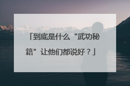 到底是什么“武功秘籍”让他们都说好？