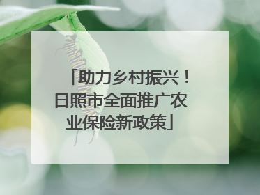 助力乡村振兴！日照市全面推广农业保险新政策