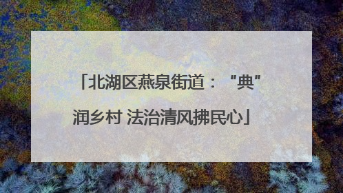 北湖区燕泉街道：“典”润乡村 法治清风拂民心