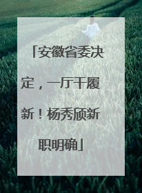 安徽省委决定，一厅干履新！杨秀颀新职明确
