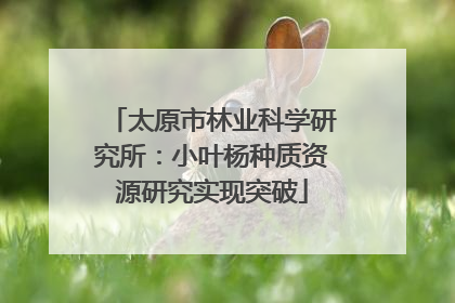 太原市林业科学研究所：小叶杨种质资源研究实现突破