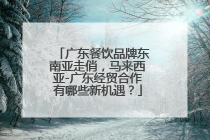 广东餐饮品牌东南亚走俏，马来西亚-广东经贸合作有哪些新机遇？