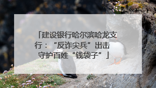 建设银行哈尔滨哈龙支行：“反诈尖兵”出击 守护百姓“钱袋子”