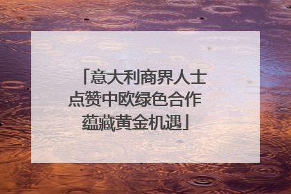 意大利商界人士点赞中欧绿色合作蕴藏黄金机遇