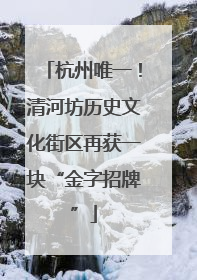 杭州唯一！清河坊历史文化街区再获一块“金字招牌”
