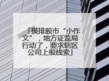 摸排股市“小作文”，地方证监局行动了，要求辖区公司上报线索