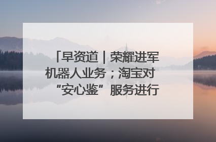 早资道｜荣耀进军机器人业务；淘宝对“安心鉴”服务进行逐步下线调整