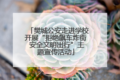 樊城公安走进学校开展“拒绝飙车炸街 安全文明出行”主题宣传活动