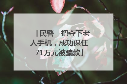 民警一把夺下老人手机，成功保住71万元被骗款