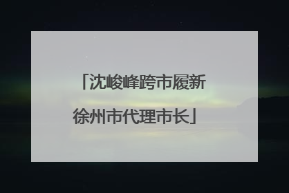 沈峻峰跨市履新徐州市代理市长