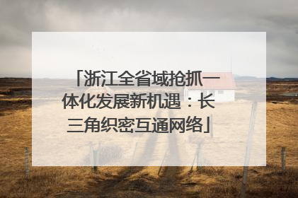 浙江全省域抢抓一体化发展新机遇：长三角织密互通网络