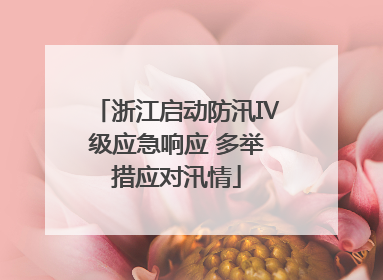 浙江启动防汛Ⅳ级应急响应 多举措应对汛情