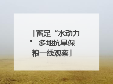 蓄足“水动力” 多地抗旱保粮一线观察