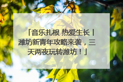 音乐扎根 热爱生长丨潍坊新青年攻略来袭，三天两夜玩转潍坊！