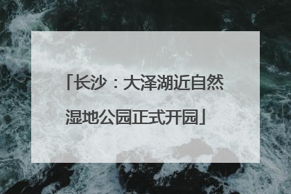 长沙：大泽湖近自然湿地公园正式开园