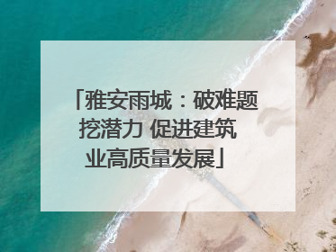 雅安雨城：破难题 挖潜力 促进建筑业高质量发展