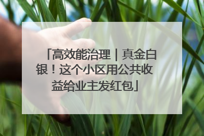 高效能治理｜真金白银！这个小区用公共收益给业主发红包