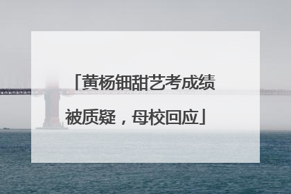 黄杨钿甜艺考成绩被质疑，母校回应